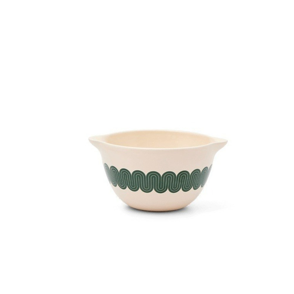 Anthro Great Jones Ceramic Mixing Bowl Medium Pour Spout Green Vintage Style NIB
